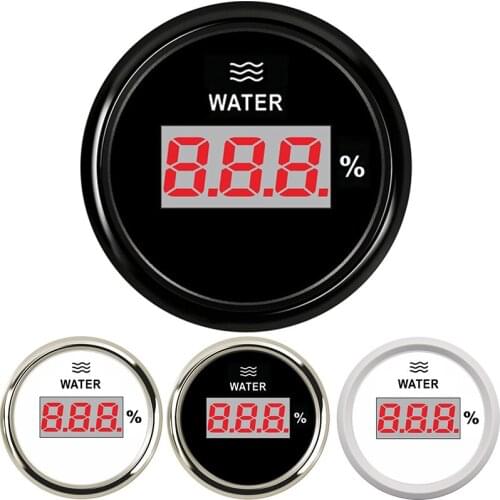 52mm Water Level Gauge 2inch Marine Digital Car Boat Water Tank Level Indicator with 0~190 ohm 240~33 ohm Red Backlight 12V 24V