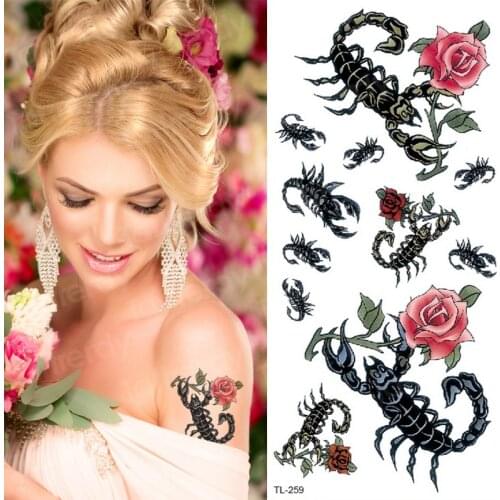 Scorpion temporary tattoos girls body sexy tatoo for woman tattoo sticker waterproof water transfer tattoo & body art summer