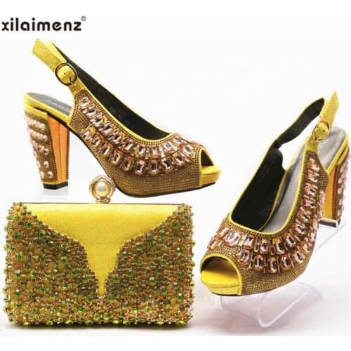 High Quality New Special Arrivals Shoes And Bag Set Nigerian Design Matching Shoes And Bag Set Italian For Wedding Party in Red