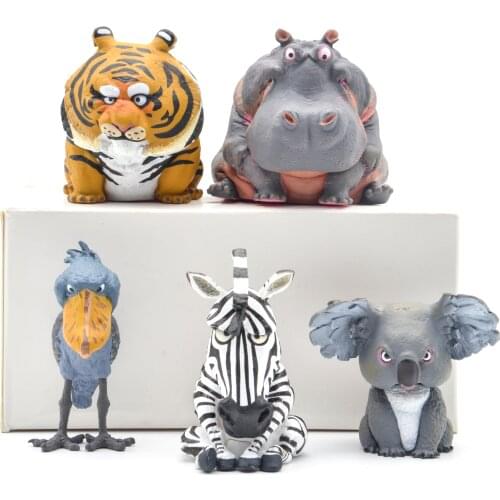 Japan capsule toys funny animals wild world angry fierce fat tiger hippo zebra Shoebill stork koala bear stare gashapon figures