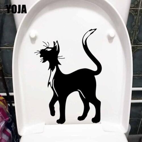 YOJA 17.6X24.8CM Funny WC Toilet Sticker Sexy Cartoon Cat Bedroom Home Wall Decal Decor T5-0048