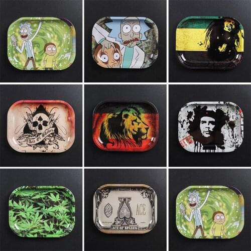18*14 CM Metal Rolling Tobacco Tray Women Cigarette Joint Smoking Dish Tin Tobacco Storage Plate Small Rolling Container Tray