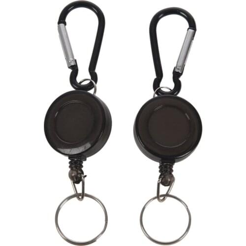 2 PCS BADGE REEL - RETRACTABLE RECOIL YOYO SKI PASS ID CARD HOLDER KEY CHAIN Color:Black Amount:2Pcs
