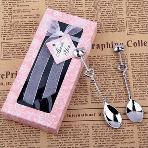 2 Pcs Love Heart Couple Coffee Spoon Wedding Favors and Gifts Wedding Gifts for Guests Wedding Souvenirs Event & Party Supplies