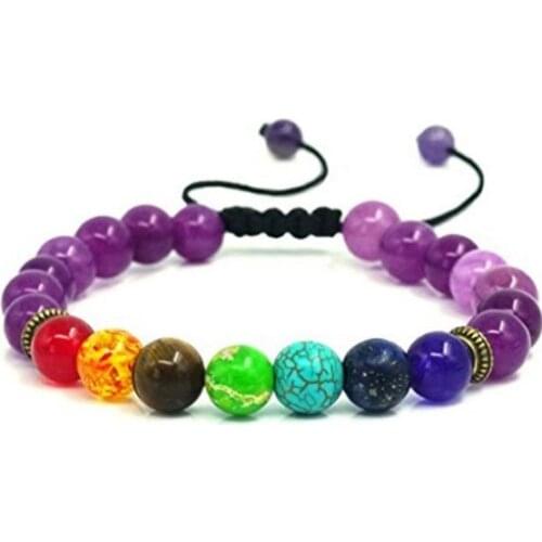 Black red 8mm bohemian multicolor Agate beads Chakra Reiki Buddha Yoga Bracelet elastic adjustable Volcanic Stone Bangles frgfg4