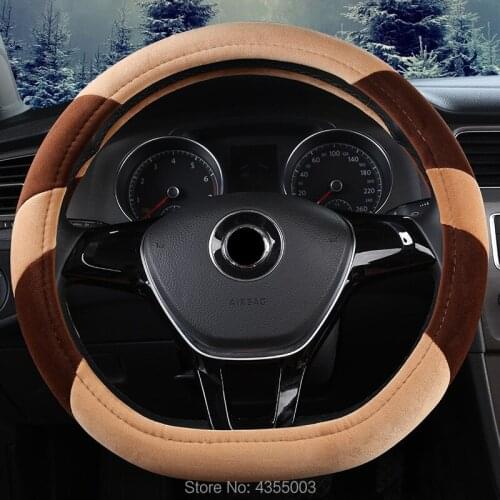 D Shape Steering-Wheel Auto Car Steering Wheel Cover Soft Short Plush 38CM wheel fashion cover Interior accessories 7 colors New