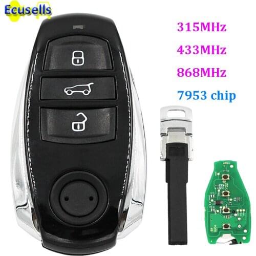 Remote Key fob 3 Button For Volkswagen VW Touareg 315mhz 433mhz 868MHZ 7953 Chip for VW Touareg 2011-2014 with insert key blade
