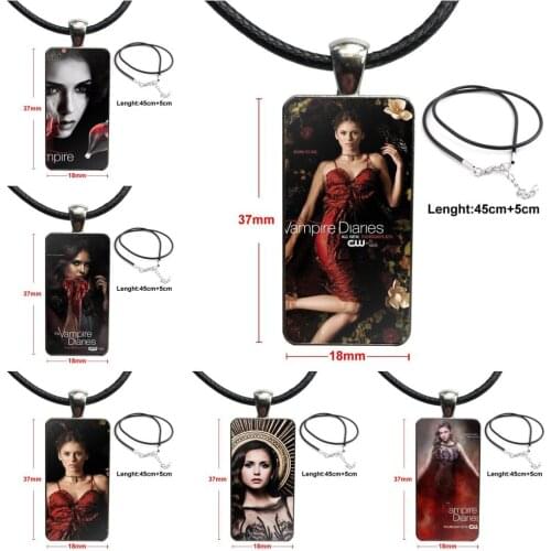 For Girls Brand Steel Color Jewelry Fashion Statement Necklace Glass Necklaces Pendants The Vampire Diaries Elena Gilbert