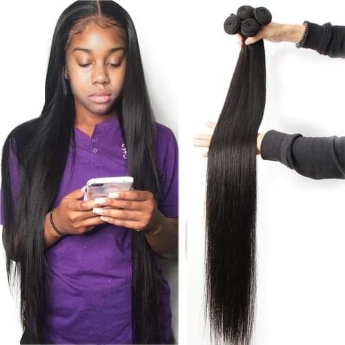 Fashow Peruvian Hair 30 32 34 36 40 inch Straight Hair Bundles 100% Natural Human Hair Bundles Remy Hair Extensions