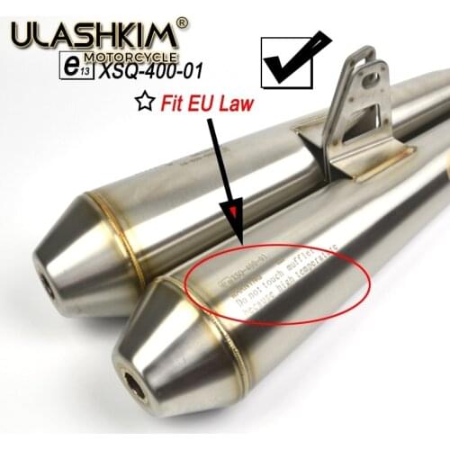 E13-XSQ-400-01 Mark Universal Motorcycle Exhaust Muffler Link Pipe 304 stainless steel Slip on Escape Add Power at least 25