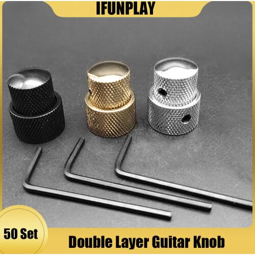 50set Concentric Dual Knob Metal Dome Potentiometer Cap Knobs for Electric Guitar Bass Tone Volume Speed Control