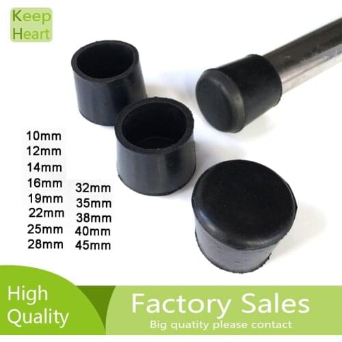 2/10PCS Black Rubber Chair Table Feet Stick Pipe Tubing End Cover Caps 10 12 15 16~45mm