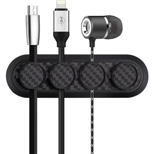 4pcs Carbon Fiber Magnetic Organizer Storage Hub Cable Wire Desktop Rack Power Cord Data Line Hub Holder Clip USB Charger