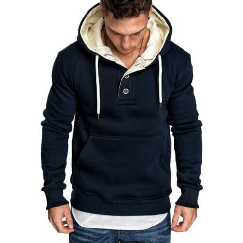 Autumn Winter Solid Hoodies 2020 Men Casual Tracksuits Warm Coat Pullover Sweatshirt Men Hoodies Button Top Man Sportwear