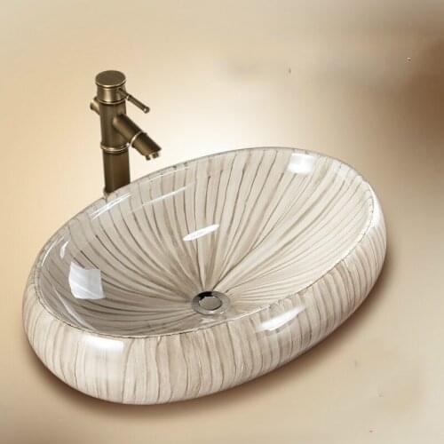 Oval Jingdezhen ceramic sink wash basin Ceramic Counter Top Wash Basin Bathroom Sinks bathroom washbasin crystal glaze