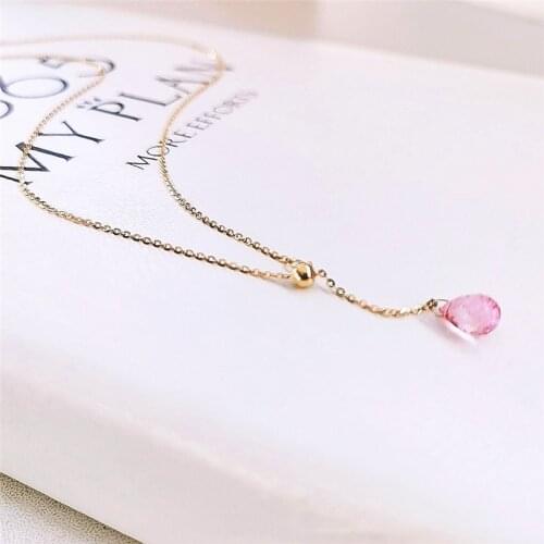 DAIMI 5-6mm Pink Topaz Pendant 925 Sterling Silver Pendant Necklace For Women Gift