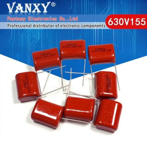 10PCS 630V155J 1.5UF Pitch 20mm 630V 155 155J 1500nf CBB Polypropylene film capacitor