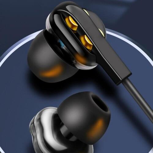 R7 3.5mm Dual Speaker Dynamic Wired Heavy Bass Sport In-ear Earphone with Mic