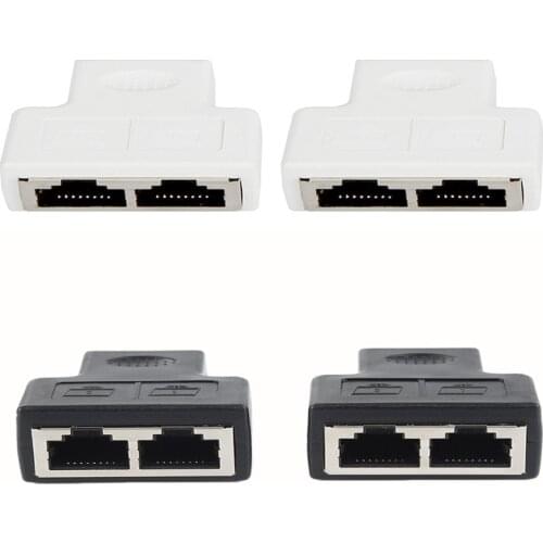 Black RJ45 Splitter Adapter 1 to 2 Dual Female Port CAT5/CAT6 LAN Ethernet Socket Network Connections Splitter Adapter Converter