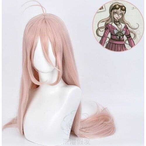 Dangan Ronpa Danganronpa Miu Iruma Pink Long Cosplay Heat Resistant Synthetic Hair Carnival Halloween Party + Free Wig Cap