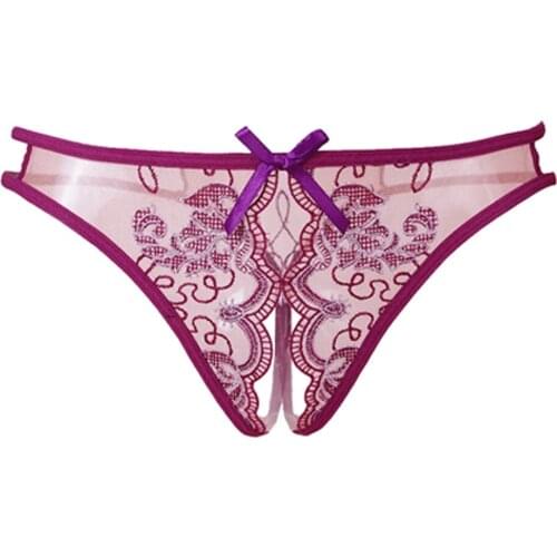 Sexy Women Transparent Thong for Sex Panties with Open Crotch G-string Lacing Invisible Lace Underwear Seamless Erotic Panties
