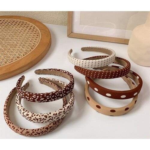 Brown Cow Leopard Print Headband Korea Sponge Round Point Washing Hairpin Headwear Sexy Women Make Up Non-slip Hair Accessories