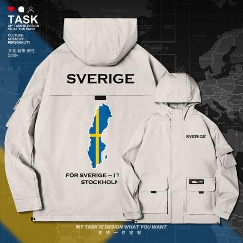 Sweden Sverige Swedish Swede SE SWE men jacket hooded map nation flag trench coat men jackets chaquetas hombre clothes autumn