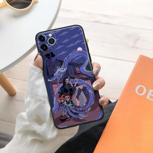Demon Slayer Nezuko and Tanjiro silicone for iPhone Se 6 6s 7 8 Plus X XR XS 11 12 Mini Pro Max glass TPU phone case cover shell