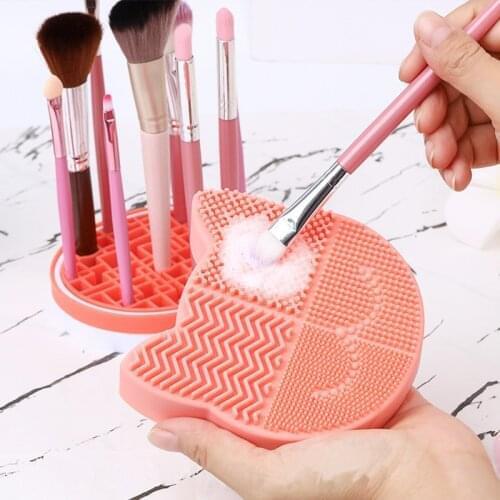 Silicone Makeup Brush Cleaner Storage Pad Foundation Beauty Cosmetic Brush Scrubber Board Washing Cleaning Mat Gel Hand Tool