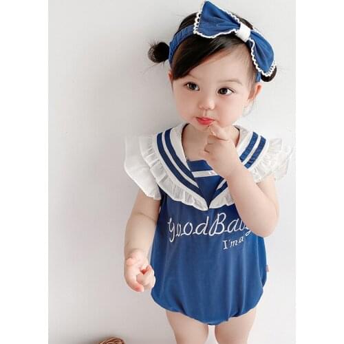 Sailor Baby Girls Romper Summer Costume Clothes Baby Girls For Newborn Cotton Sleeveless Infant Toddler Sunsuit With Headband