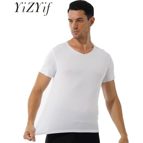 Мужские однотонные футболки YiZYiF China At AliExpress