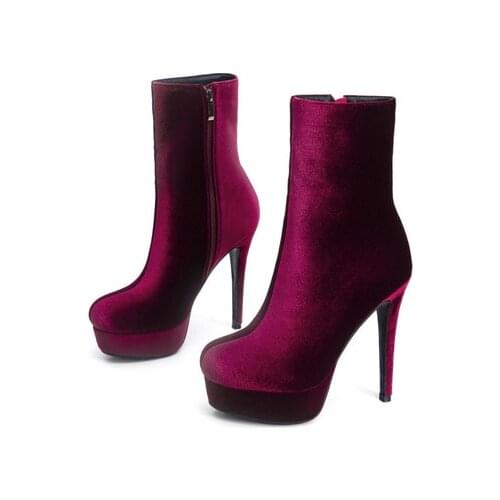 2021 high quality flock genuine leather boots women autumn winter ankle boots for women platform high heels dance boots