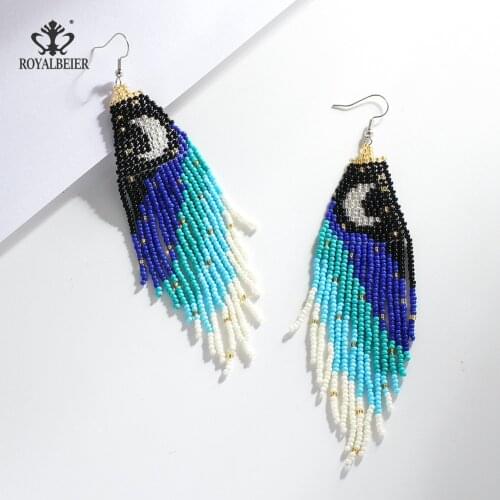 Royalbeier Handmade Long Tassel Earrings For Women Boho Statement Beads Earrings Fashion Summer Jewelry