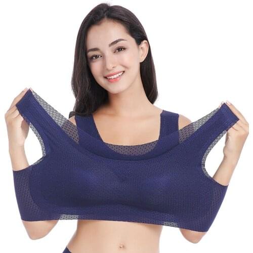 M-7XL Women Sleep Bra Sport Top Mesh Breathable Push Up Bra Running Fitness Athletic Vest Wireless Brassiere Plus Size Drop Ship