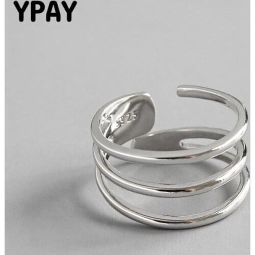 YPAY 100% Genuine Sterling Silver 925 Rings for Women Multilayer Three Layers Ring 2019 New Arrival Fine Party Jewelry YMR701