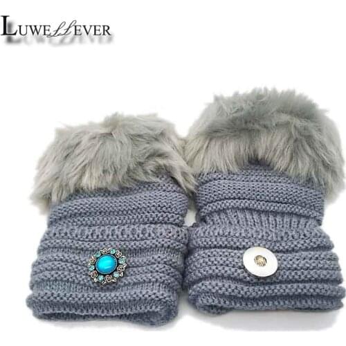 Winter Fingerless Gloves 005 Fit 18mm Snap Button Fashion Accessories Charms Jewelry For Women Teenagers Girl Christmas Gift