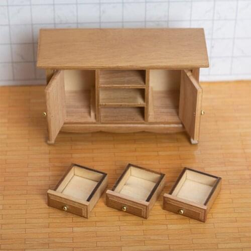 1:12 Dollhouse Modern Handmade Classic Wood Cabinet Furniture Decoration
