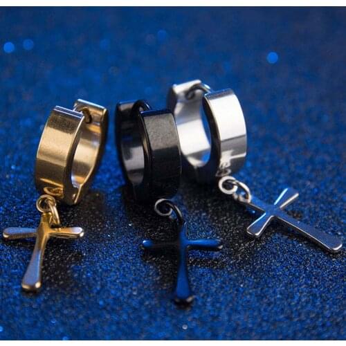 1Piece 3 Colors Fashion Women Stud Earrings Cross Upper Ear Cartilage Earring for Women Men Stud Earrings