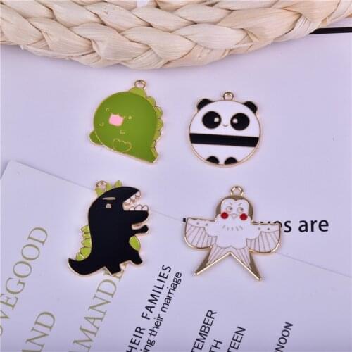 10pcs/pack Dinosaur Kite Panda Oildrop Charms Handmade Craft Charms for DIY Earring Bracelet Jewelry Making