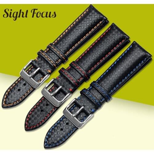 20mm 22mm Watch Bands for Hamilton Military Luftwaffe Wristwatch Bracelet Army Blue Orange Red Stitching Male Replacement Strap