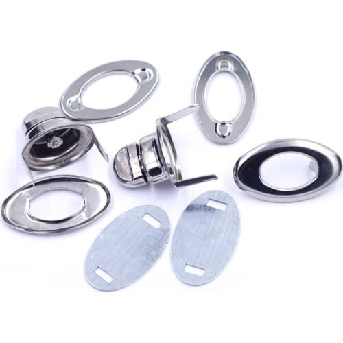 5 Sets Silver Tone Oval Metal Turn Locks Twist Switch Clasps Buckles DIY Womens Handbag Changement Crafts Hardware 35x32x20mm