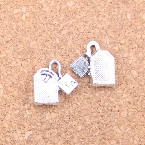 62pcs Charms tea bag 15x15mm Antique Pendants,Vintage Tibetan Silver Jewelry,DIY for bracelet necklace