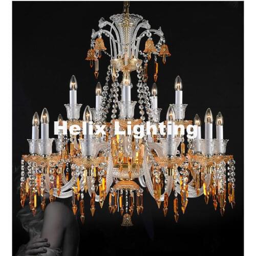Free Shipping Clear Amber Color K9 Clear Crystal Chandelier 6/8/12/15Arms Export Class A K9 Crystal Chandeliers AC E14 LED Light