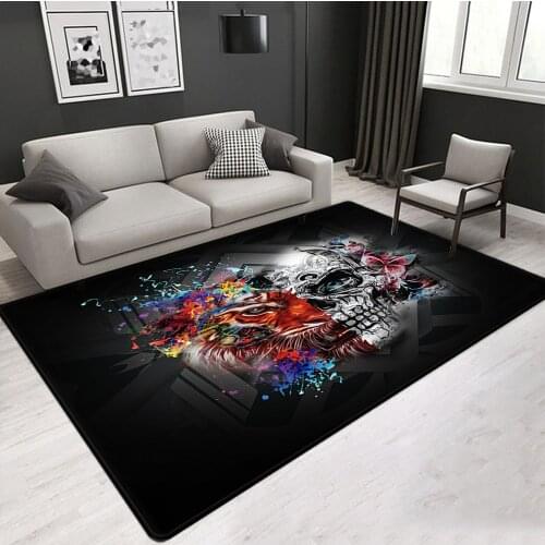 Colorful Skull 3D Printed Large Carpets for Living Room Bedroom Area Rugs Modern Anti-slip Floor Mat Halloween Home Decor Carpet
