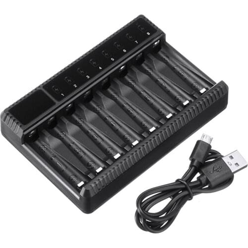 For 1.2V NI-MH aa aaa Chargers 1pc 8 Slots AAA AA Battery Charger Quick Charging LED Light Smart battery Chargers Pohiks