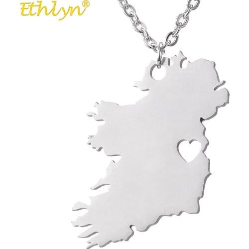Ethlyn High Quality Custom Silver Globe Ireland Map Stainless Steel Necklace Meaningful Pendant Irishman Gifts P156