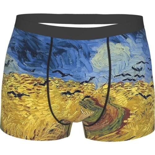 Wheat Field With Crows Vincent Van Gogh Post-Impressionist Painter Underpants Cotton Panties Male Underwear
