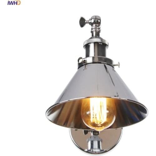 IWHD Wandlamp Retro LED Wall Light Fixtures Adjustable Swing Long Arm Plating Silver Loft Decor Vintage Industrial Wall Lamp