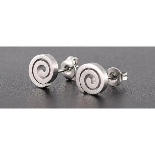 Jisensp 2019 New Arrival Spiral Stud Earrings Round Simple Style Fashion Jewelry Plugs Geometric Helix Earrings for Women