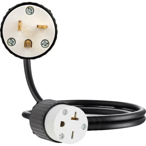 JORINDO NEMA 5-20P 3 pin to 6-20R 3 hole American Standard Power Extension Conversion Cord,20A 125v/250v